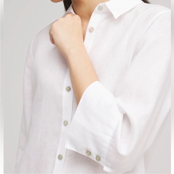 Chico's Classic White Button-Down linen Shirt - Picture 3 of 10